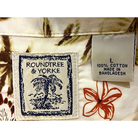 Roundtree & Yorke Men’s Shirt Hawaiian Tropical Button Up Size Large - Picture 6 of 9